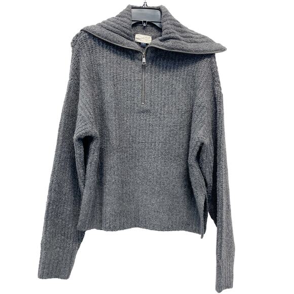 Universal Thread Gray Half Zip Ribbed Knit Collar Long Sleeves Sweater Size M - Picture 2 of 6